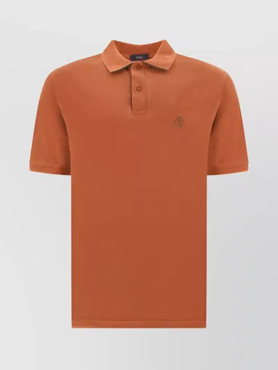 Herno Logo-embroidered Polo Shirt In Orange