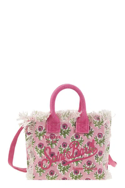 Mc2 Saint Barth Mini Vanity Bag In Floral Cotton Canvas In Pink