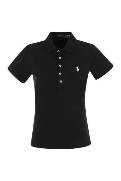 Polo Ralph Lauren Julie Cotton Polo Shirt In Black