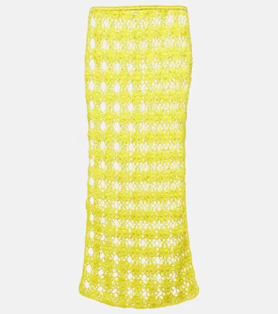 Anna Kosturova Bella Crochet Cotton Maxi Skirt In Yellow