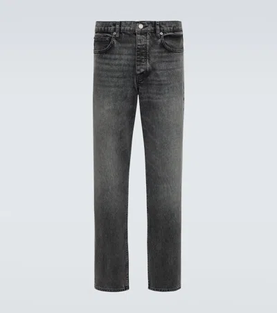 Frame Mid-rise Straight Jeans In Black