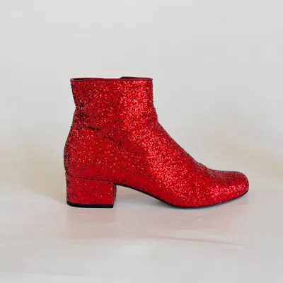 Pre-owned Saint Laurent Glitter Ankle Boots, 37.5