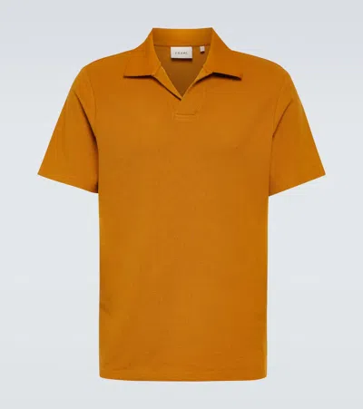 Frame Cotton Jacquard Polo Shirt In Orange