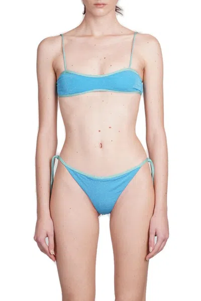 Mc2 Saint Barth Laryn Lurex Bikini Top In 蓝色