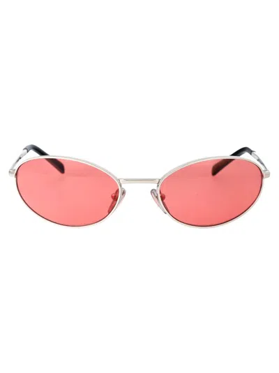 Prada Eyewear Round Frame Glasses In Silver