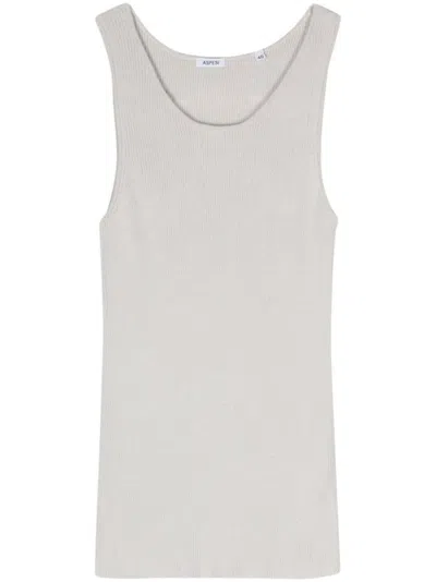 Aspesi Round-neck Ribbed-knit Tank Top In Gray