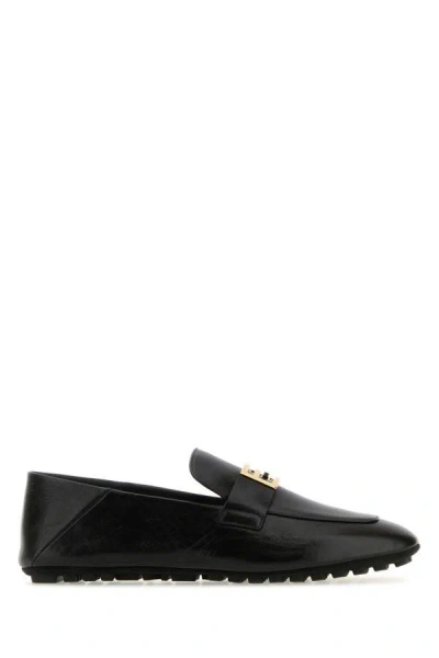 Fendi Woman Black Leather Baguette Loafers
