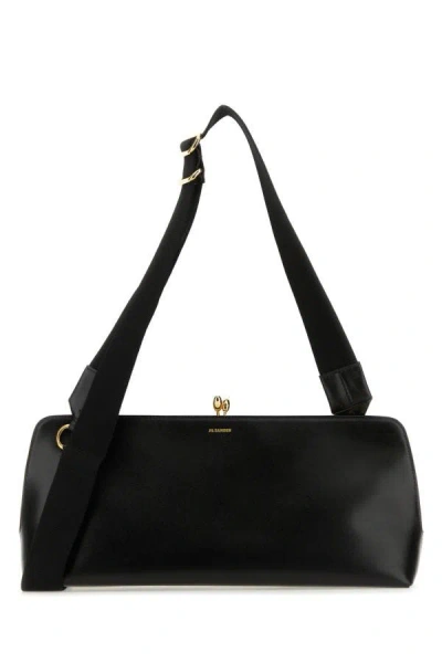 Jil Sander Woman Black Leather Goji Crossbody Bag
