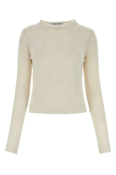 Prada Woman Chalk Cashmere Sweater In White