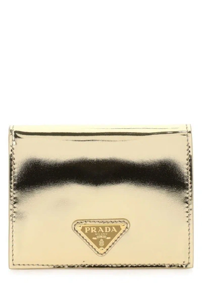Prada Woman Gold Leather Wallet