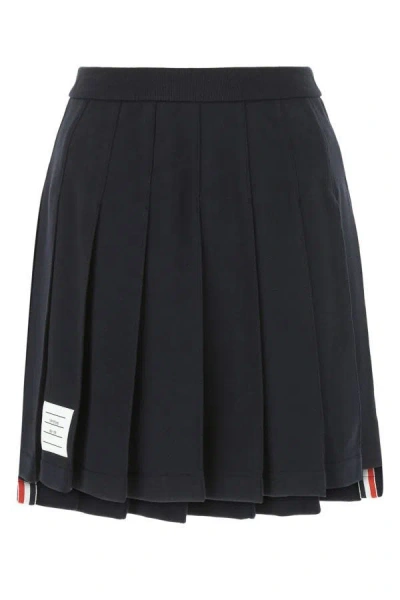Thom Browne Woman Navy Blue Cotton Mini Skirt
