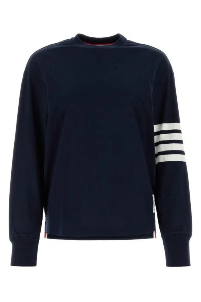Thom Browne Woman T-shirt In Cotone Blue Notte