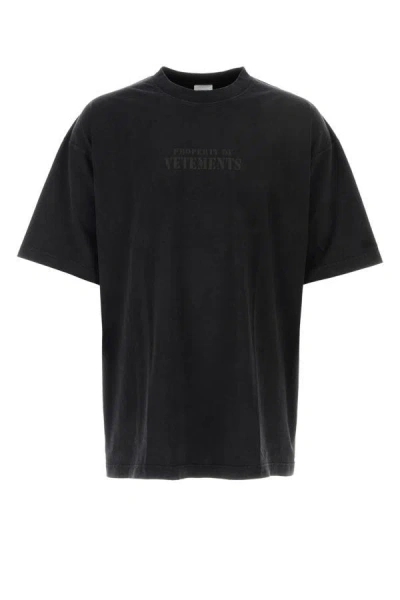Vetements Unisex Slate Cotton Oversize T-shirt In Black