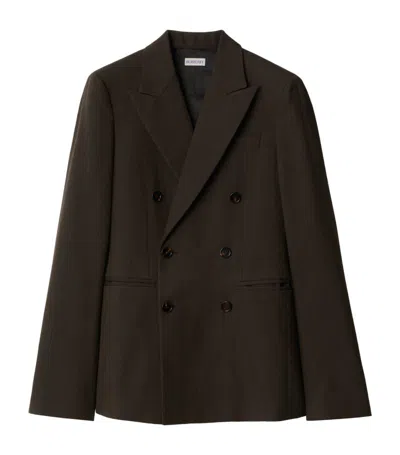 Burberry Double-breasted Wool Blazer In Brown