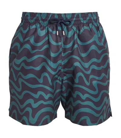 Derek Rose Maui Wave Print Swim Shorts In Navy