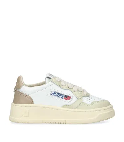 Autry Kids' Leather Low-top Medalist Contrast Sneakers In Ivory