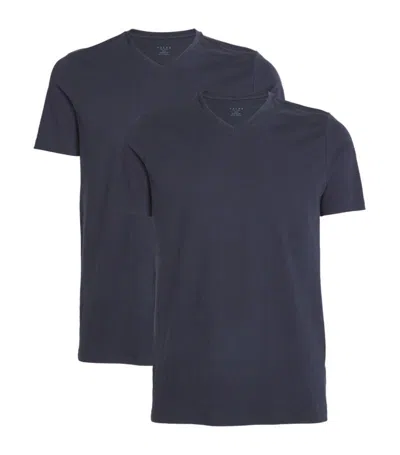 Falke Cotton-blend Daily Comfort T-shirt (pack Of 2) In Navy
