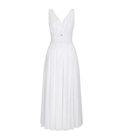 Dolce & Gabbana Shirred-panel Silk Midi Dress In White