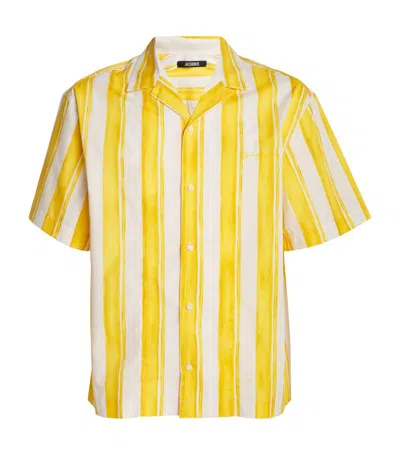 Jacquemus Cotton Striped Bowling Shirt In Yellow