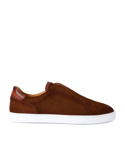 Magnanni Leather Laceless Sneakers In Camel