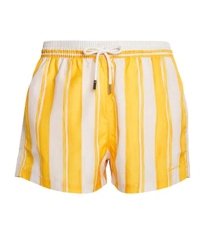 Jacquemus Striped Swim Shorts In Yellow
