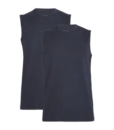 Falke Cotton-blend Daily Comfort Muscle Shirt (pack Of 2) In Navy