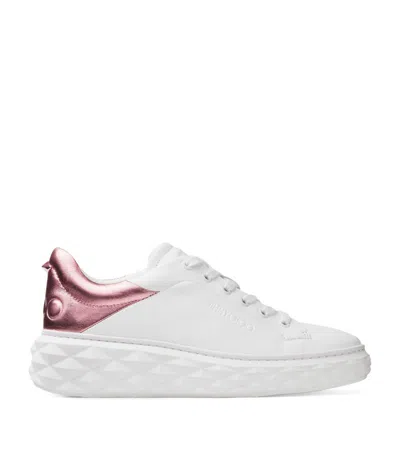 Jimmy Choo Diamond Maxi Leather Sneakers In White