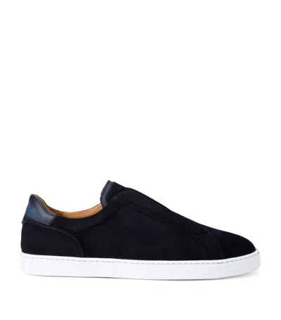 Magnanni Leather Laceless Sneakers In Navy