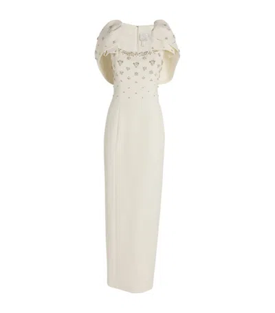 Huishan Zhang Crepe Embellished Adelaide Dress In White
