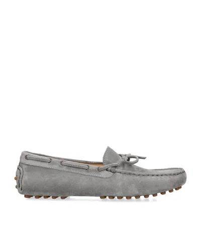 Brunello Cucinelli Kids' Suede Deck Shoes In Grey