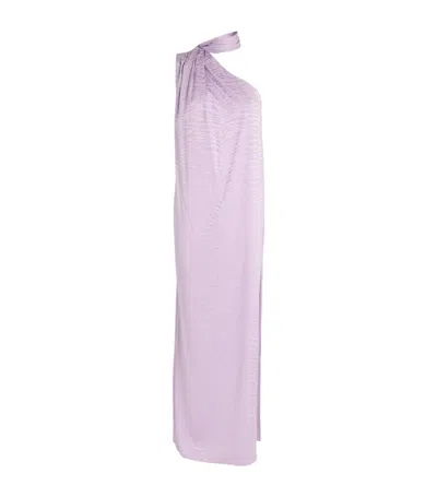 Stella Mccartney Stretch-silk Tiger Print Dress In Purple
