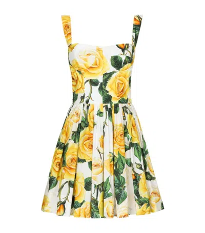 Dolce & Gabbana Cotton Floral Mini Dress In Multi