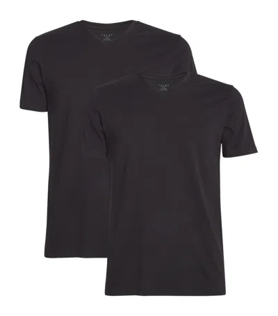 Falke Cotton-blend Daily Comfort T-shirt (pack Of 2) In Black