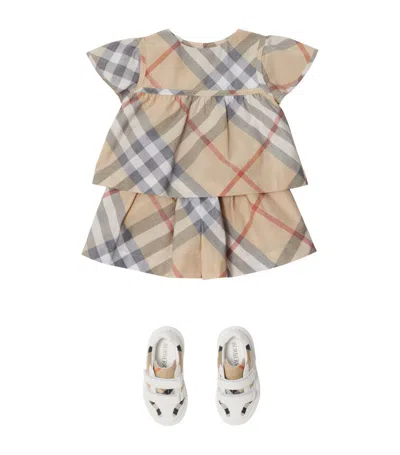 Burberry Cotton Check Blouse (6-24 Months) In Pale Stone Ip Check