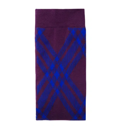 Burberry Check-pattern Wool-blend Tights In Purple