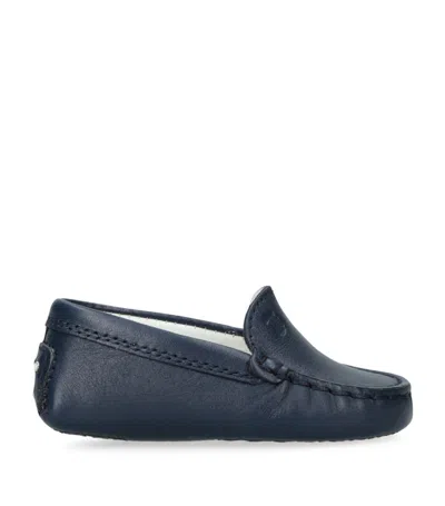 Tod's Leather Pantofola Gommini Loafers In Navy