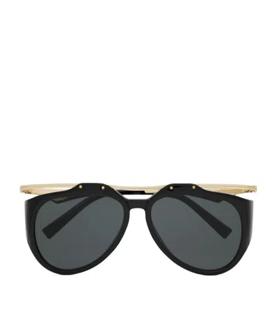 Saint Laurent Amelia Aviator-style Acetate And Gold-tone Sunglasses In Black