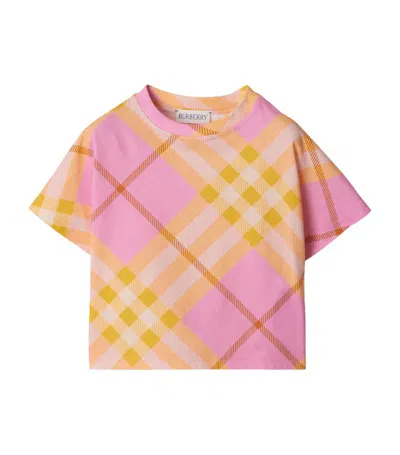 Burberry Kids' Girls Pink Check Cotton T-shirt