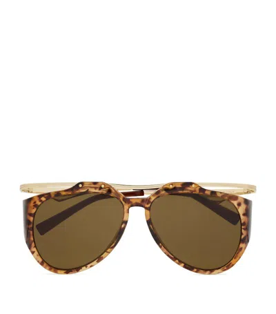 Saint Laurent Amelia Aviator Sunglasses In Brown