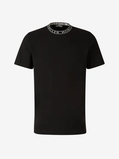 Moncler Logo Cotton T-shirt In Black