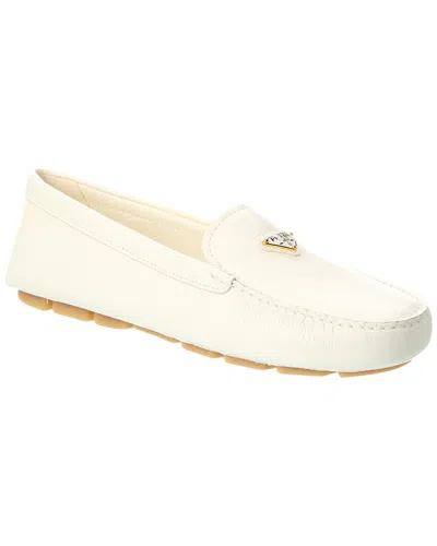 Prada Leather Loafer In White