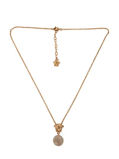 Versace Fashion Metal Necklace With Strass In Metallic