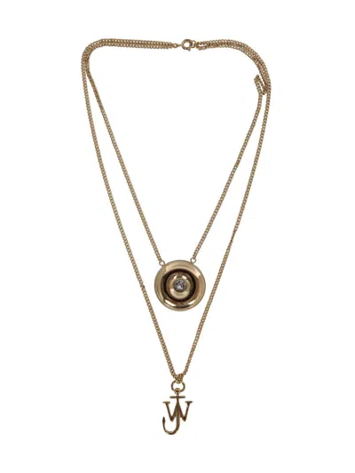 Jw Anderson Bumper-moon Crystal Necklace In Gold