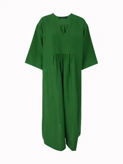 Sofie D'hoore Dress With Deep Cut Plastron Front In Green