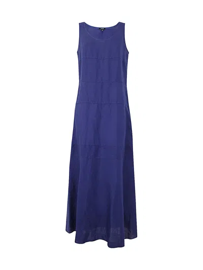Aspesi Linen Long Dress In Blue