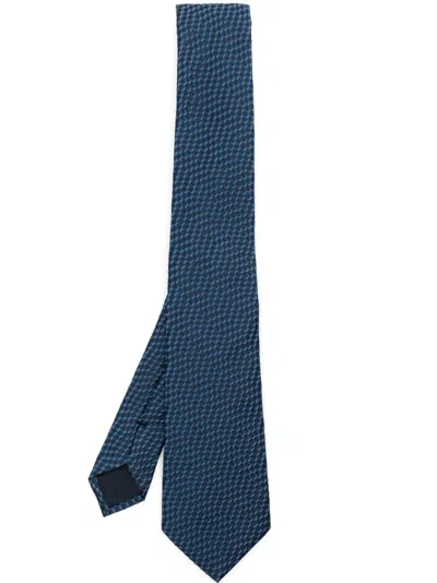 Giorgio Armani Woven Jacqard Tie Accessories In Blue