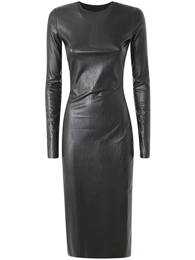 Mm6 Maison Margiela Long Sleeves Midi Dress In Black