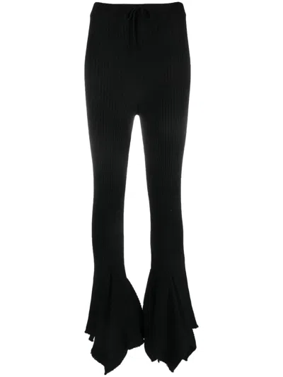 Marques' Almeida Ribbed-knit Flared Trousers In Black
