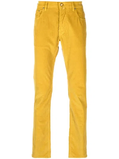 Jacob Cohen Bard Slim-leg Cotton-blend Gabardine Trousers In Yellow & Orange