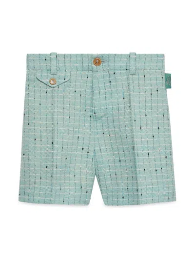 Gucci Kids' Check Damier Wool Pants In Blue